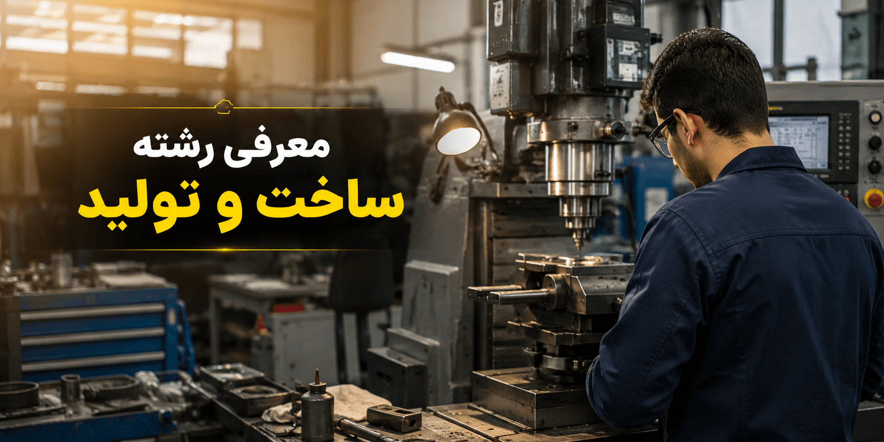 معرفی رشته ساخت و تولید با نمایش هنرجو در کارگاه صنعتی و دستگاههای ماشینکاری و ساخت قطعات