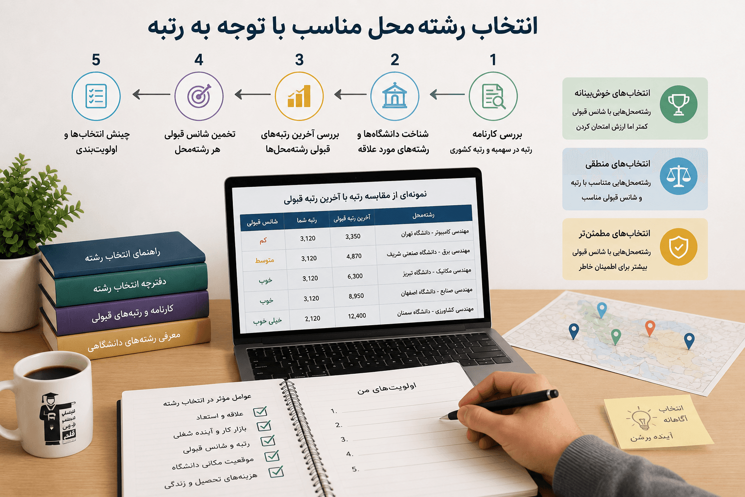 انتخاب رشته مناسب با توجه به رتبه