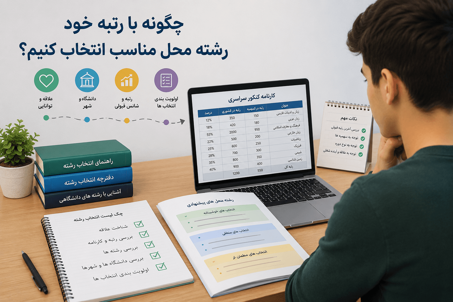 چگونه با رتبه کنکور رشتهمحل مناسب انتخاب کنیم؛ بررسی رتبه، علاقه، دانشگاه و شانس قبولی