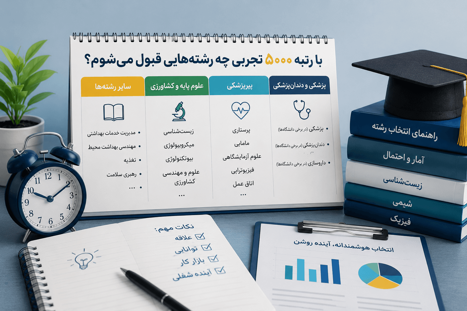 بررسی رشتههای قابل قبول با رتبه ۵۰۰۰ تجربی و راهنمای انتخاب رشته کنکور سراسری