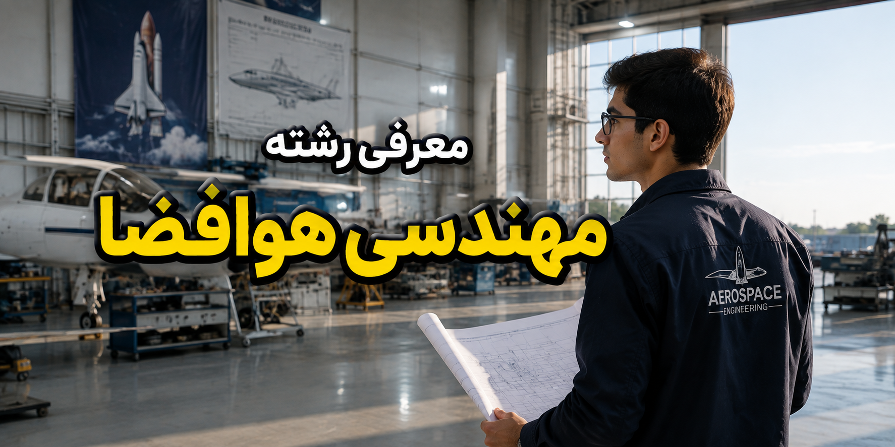 معرفی رشته مهندسی هوافضا؛ دانشجوی مهندسی هوافضا در حال طراحی هواپیما در آزمایشگاه